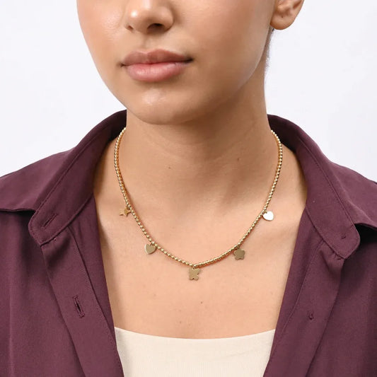 عقد ذهب عيار 18 بتعليقات متدلية كلاسيكية