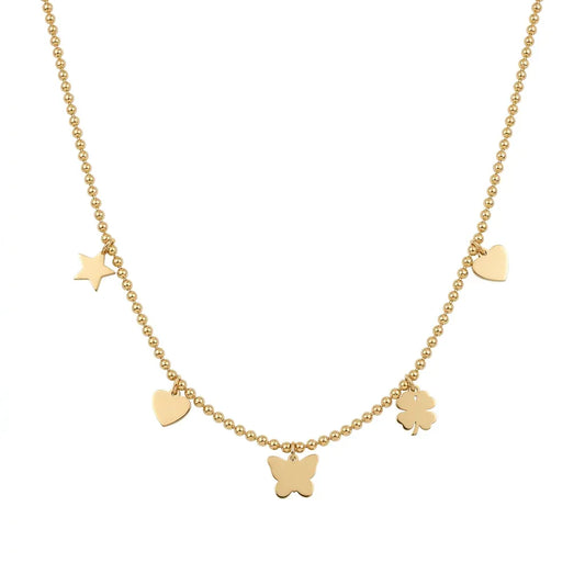 عقد ذهب عيار 18 بتعليقات متدلية كلاسيكية