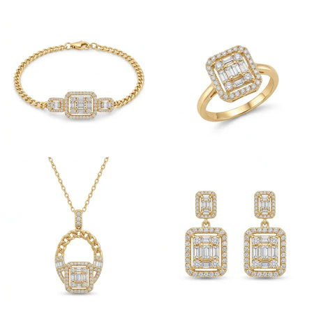 18K Gold Half Set with Happy-Making Gemstones Design