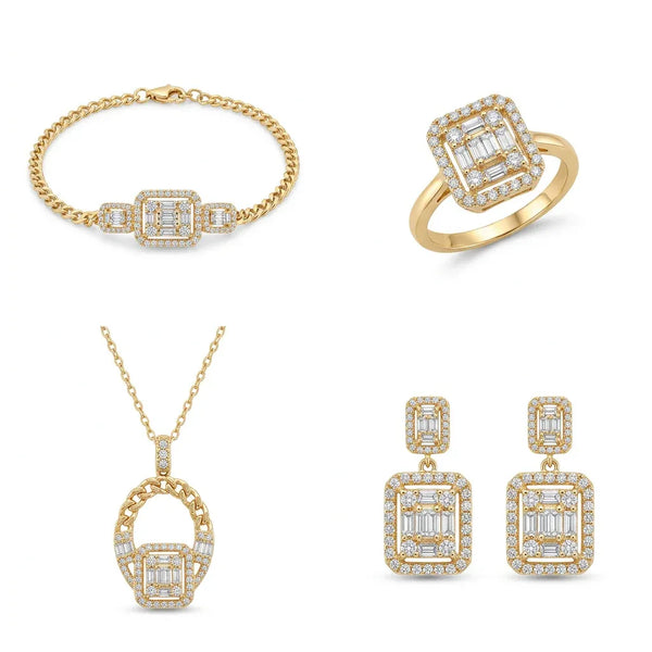 18K Gold Half Set with Happy-Making Gemstones Design