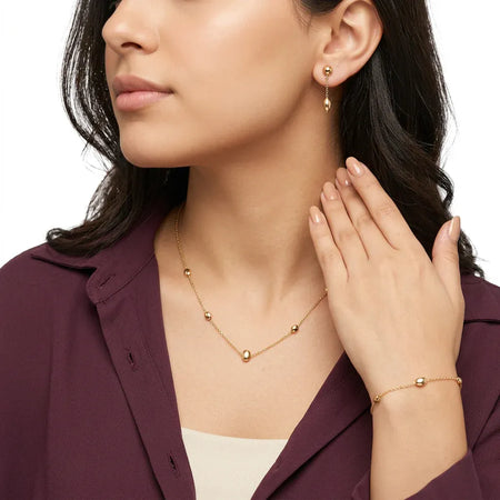 18K Gold Half Set with Beads Design