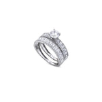 18K White Gold Ring with Twins Two Layer Shiny Stones Design