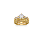 18K Gold Ring with Twins Two Layer Paved Design