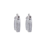 18K White Gold Earrings with Shiny Parallel Lines Design