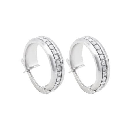 18K White Gold Earrings with Geometric Circular Design