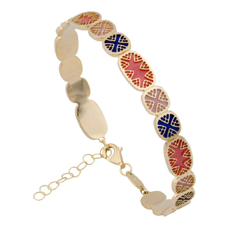 18K Bracelet with Ornate Squares Design