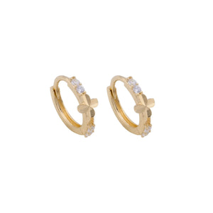 18K Gold Earrings with Shiny Stones Design