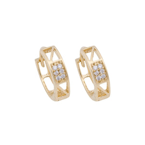 18K Gold Earrings with Harmonious Shiny Stones Design