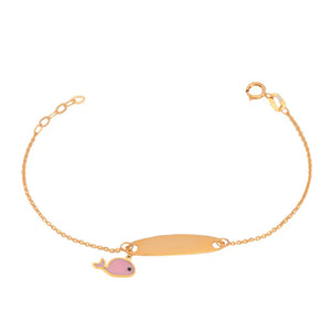 18K Gold Kids Bracelet with Dolphin Design In Colorful
