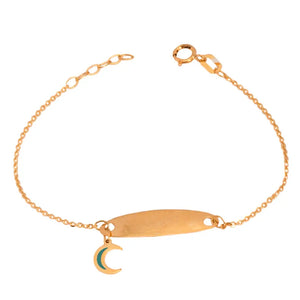 18K Gold Kids Bracelet with Crescent Blessings Design