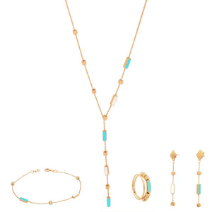 18K Gold Set with A Rectangular Colored Stone
