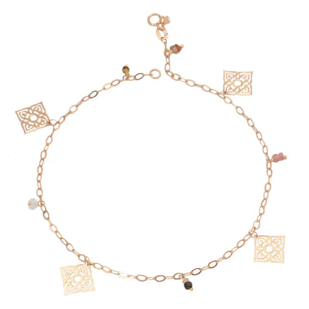 18K Gold Anklet with Delicate Geometric Design