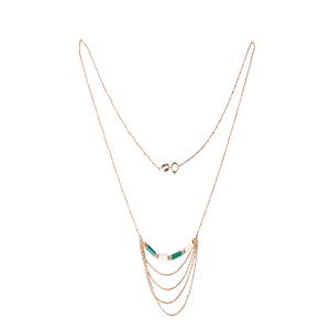 18K Gold Pendant with Layered Gradient Rectangular Design In Green