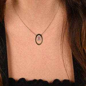 18K Gold Pendant with Oval Delicate Floral Accent Design