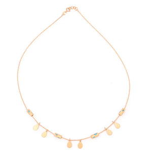 18K Gold Pendant with Touches Drops Design In Turquoise