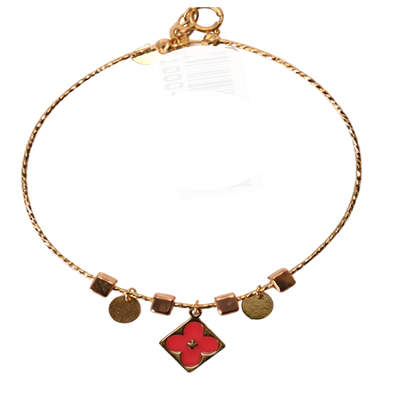 18K Gold Kids Bracelet with Red Design In Pink