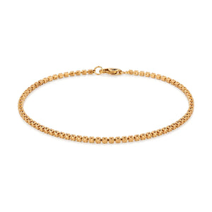 18K Gold Chain Bracelet with Classic Stone Design In White