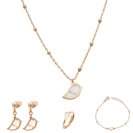 18K Gold Jewelry Set For Children with A Delicate Bird Design