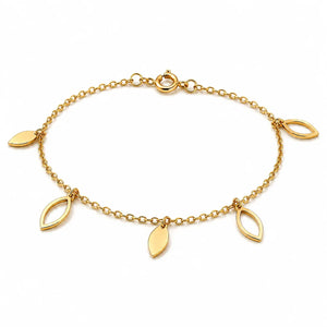 18K Gold Chain Bracelet with Delicate Leaf Design
