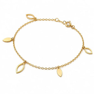18K Gold Chain Bracelet with Delicate Leaf Design