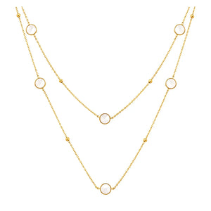18K Gold Necklace with Colorful Double Layer