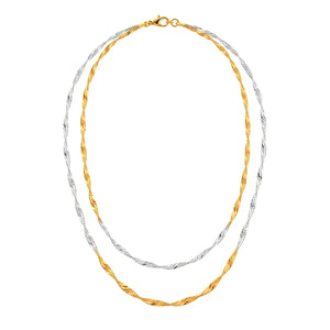 18K Gold Necklace with Double Braided Design