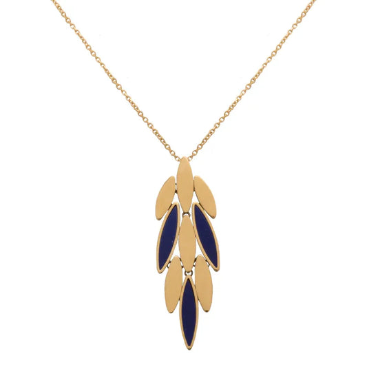 18K Gold Pendant with Leaves Design In Turquoise