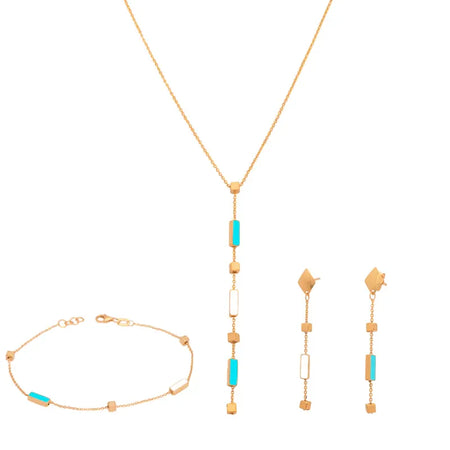 18K Gold Half Set with Delicate Flowing Pendants Design