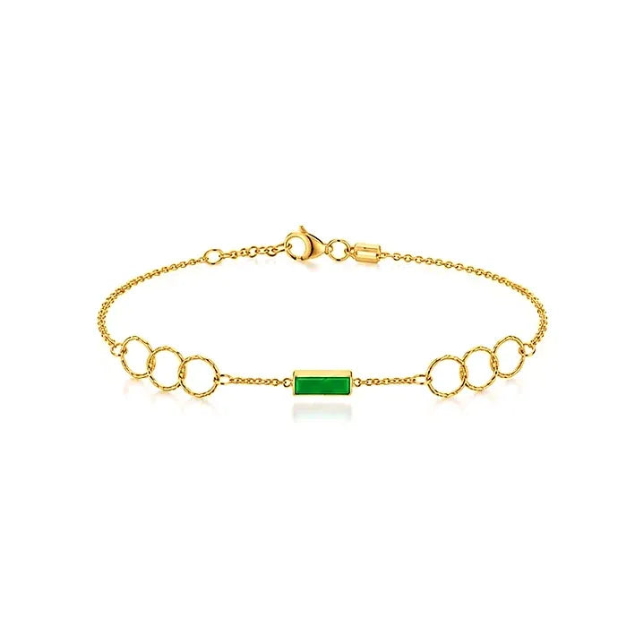 نصف طقم ذهب عيار 18 بدوائر صغيرة ومستطيلات ملونة