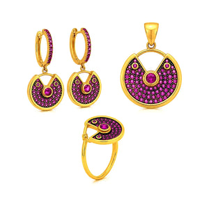 18K Gold Half Set with Circular Stones Design In Blue