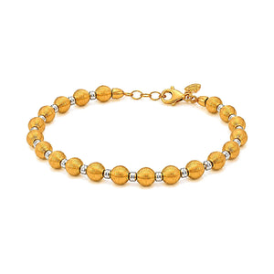 21K Gold Chain Bracelet with Golden Beads Sparkling Separators Design