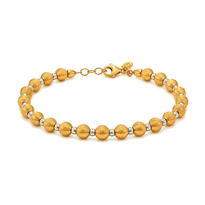 21K Gold Chain Bracelet with Golden Beads Sparkling Separators Design