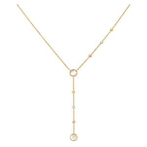 18K Gold Necklace with Long Circular Pendant