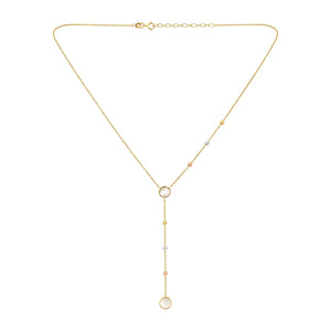 18K Gold Necklace with Long Circular Pendant