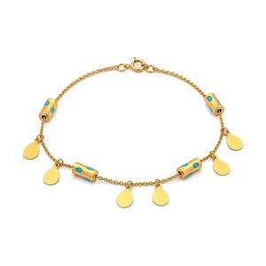 18K Gold Chain Bracelet with Elegance Kingdom Golden Teardrop Design