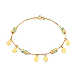 18K Gold Chain Bracelet with Elegance Kingdom Golden Teardrop Design