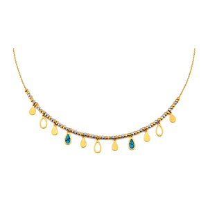 18K Gold Necklace with Colorful Teardrops