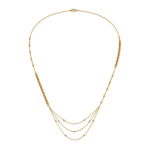 18K Gold Necklace with Layered Beaded Design