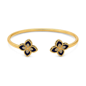 18K Gold Bracelet with Open Double Rose Design