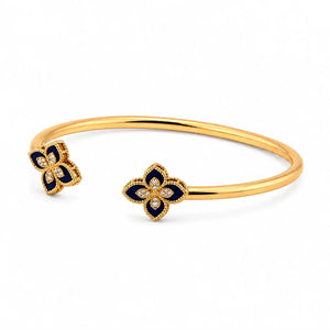 18K Gold Bracelet with Open Double Rose Design
