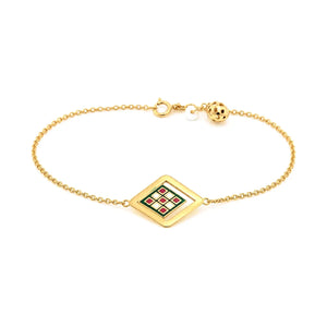 18K Gold Chain Bracelet with Day Night Design