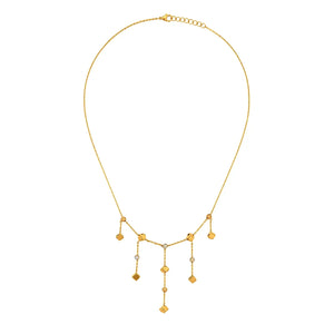 18K Gold Necklace with Dangling Cubes Design
