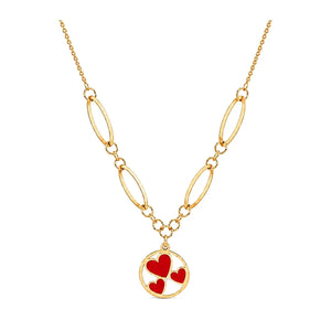 18K Gold Necklace Hearts Design