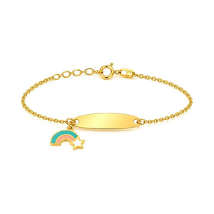 18K Gold Kids Chain Bracelet with Spectrum Colors Design