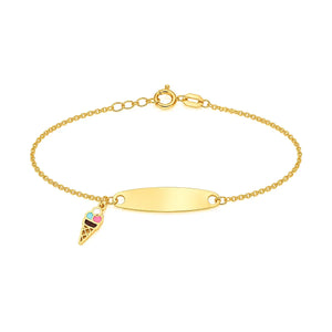 18K Gold Kids Chain Bracelet with Ice Cream Design
