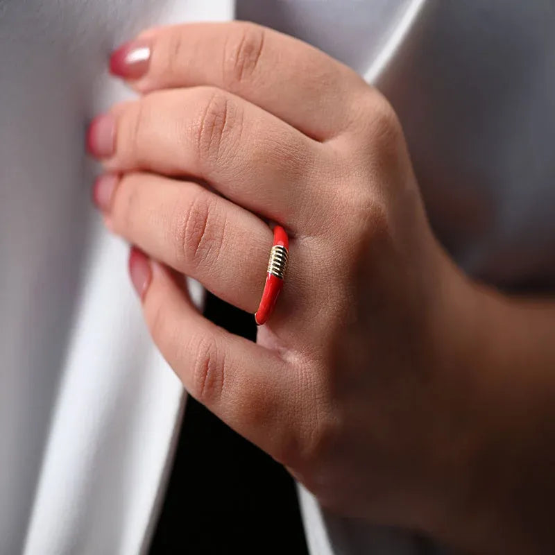 خاتم ذهب عيار 18 ثنائي اللون - Weight: 2.46g, Color: Red