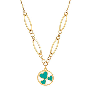 18K Gold Necklace with Interwoven Hearts Design
