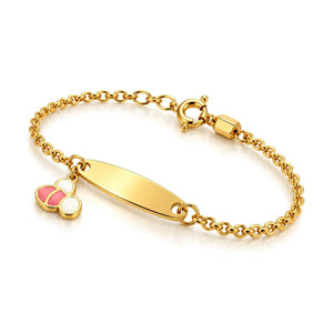18K Gold Kids Chain Bracelet with Colorful Bee Design