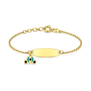 18K Gold Kids Chain Bracelet with Teddy Bear Design