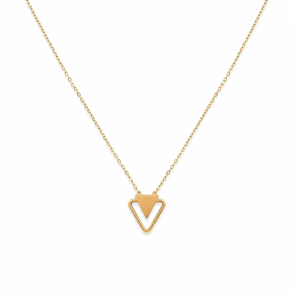 18K Gold Necklace With Triangle Pendant